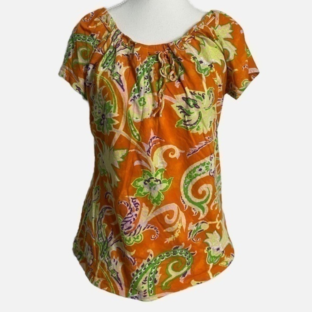 Ralph Lauren Multi Color Floral Paisley Print Short Sleeve Shirt